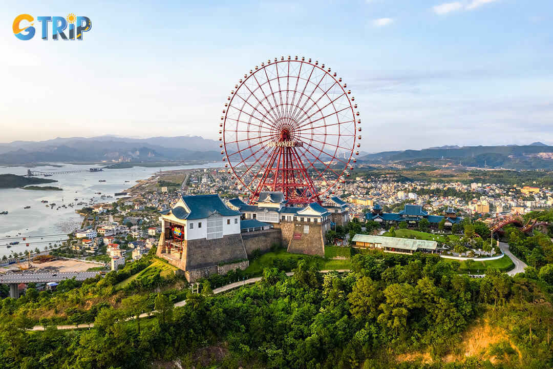 An impressive Sun Wheel at the top of the mountain in Sun World