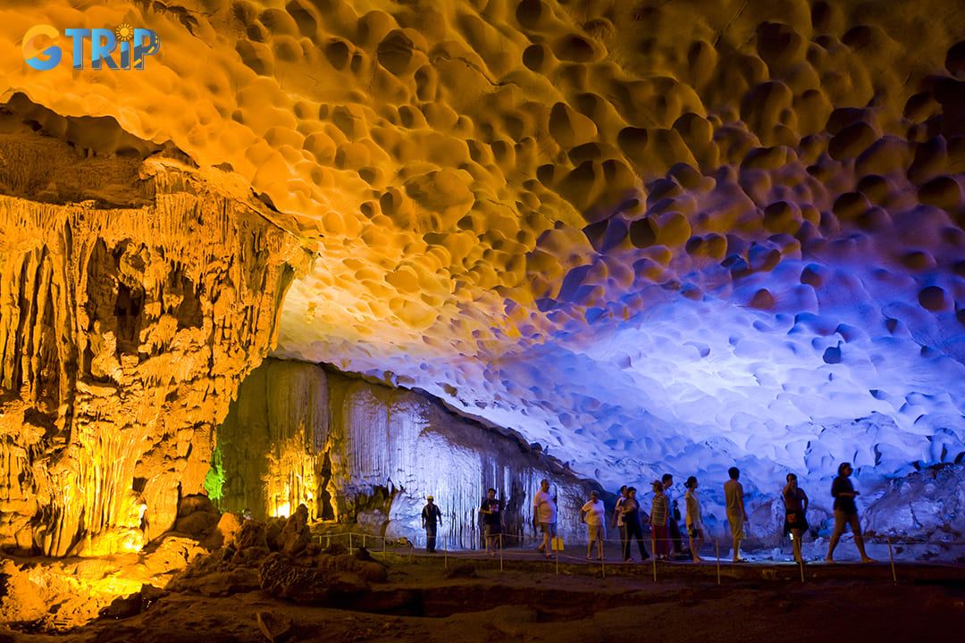 Sung Sot Cave is known for its awe-inspiring size and complex stalactite and stalagmite formations