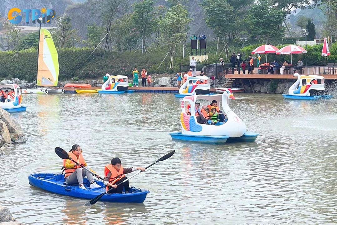 Swan boat and kayaking are suitable for families