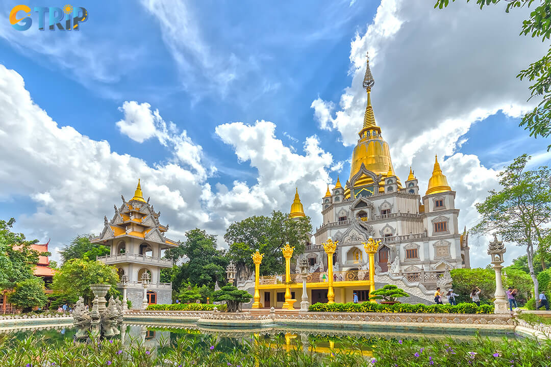 The 56-meter Gotama Cetiya stupa, Vietnam’s largest, stands as Buu Long Pagoda’s radiant heart, blending sacred relics with serene architectural grandeur