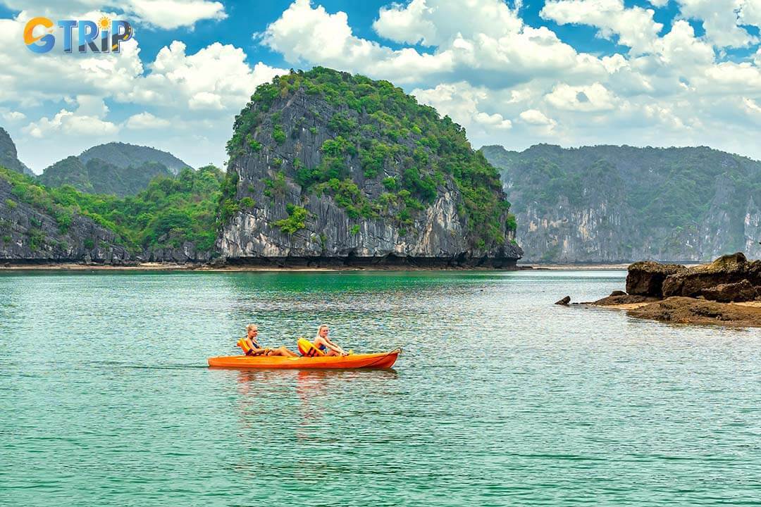 The calm waters surrounding Ba Mun Island are perfect for kayaking