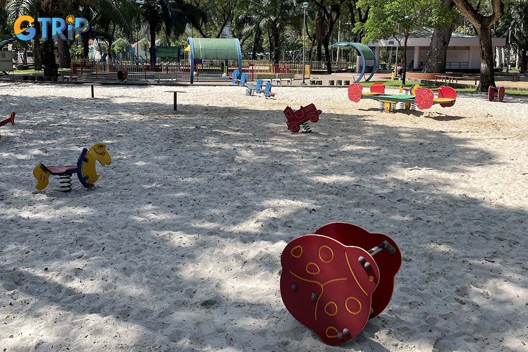 The children's playground at Gia Dinh Park is a favorite place to go for families