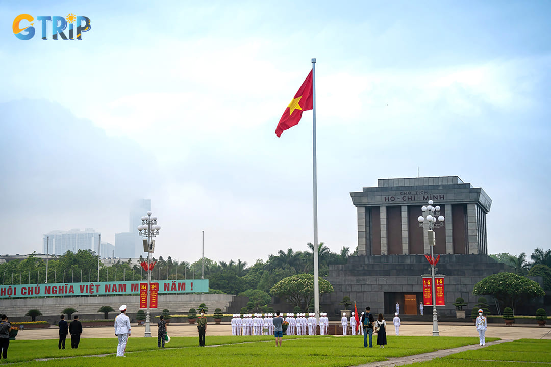 The flag-raising ceremony at Ba Dinh Square represents Vietnam's patriotism and national pride