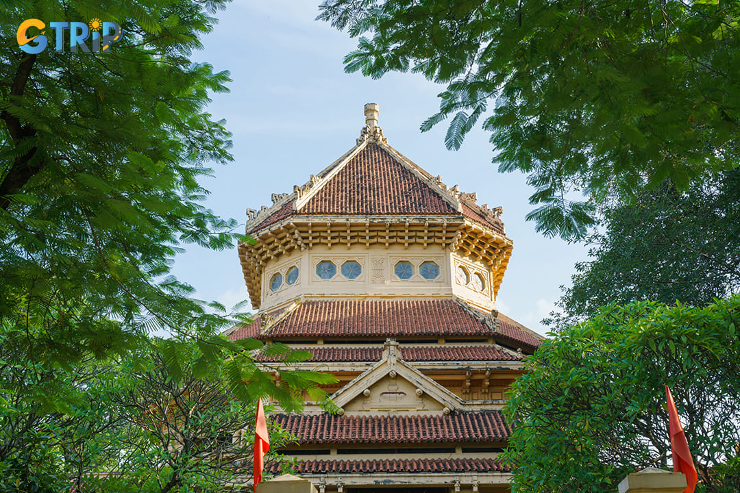 The museum's exterior immediately captures visitors' attention with its unique architectural style, designed by renowned French architect