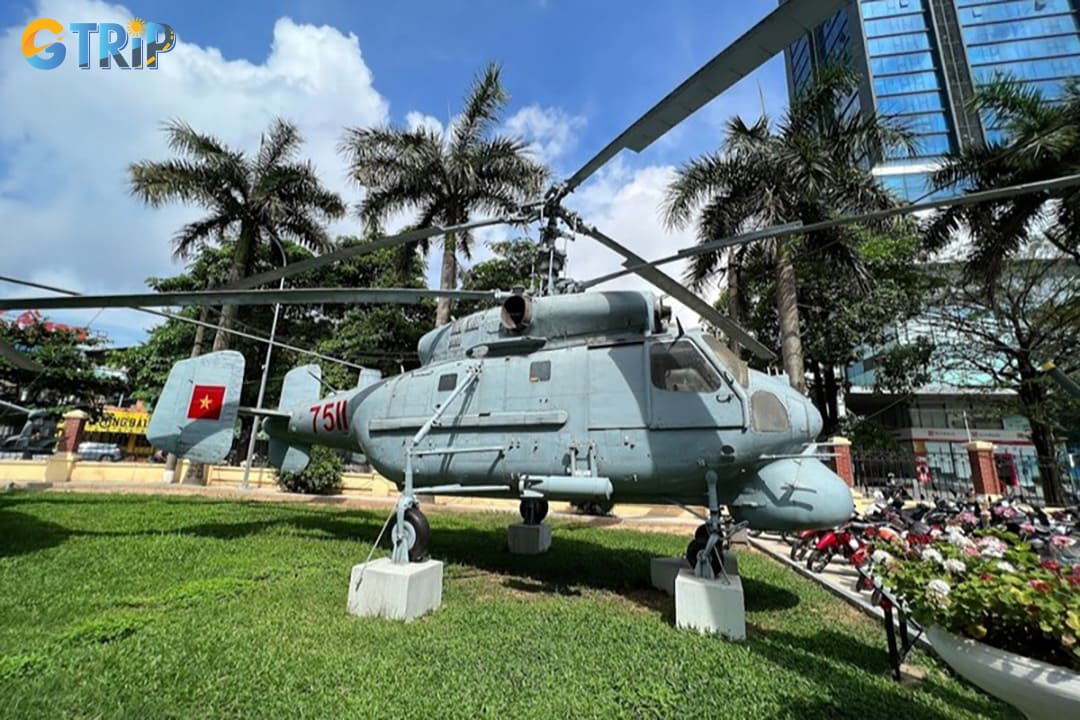 The museum’s outdoor area displays historic aircraft, missiles, and radar systems that highlight Vietnam’s air defense legacy