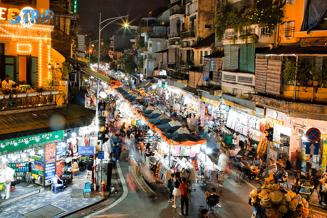 The Night Market transforms the streets of Hang Dao, Hang Ngang, and Hang Duong, starting about 700m from Hoan Kiem Lake