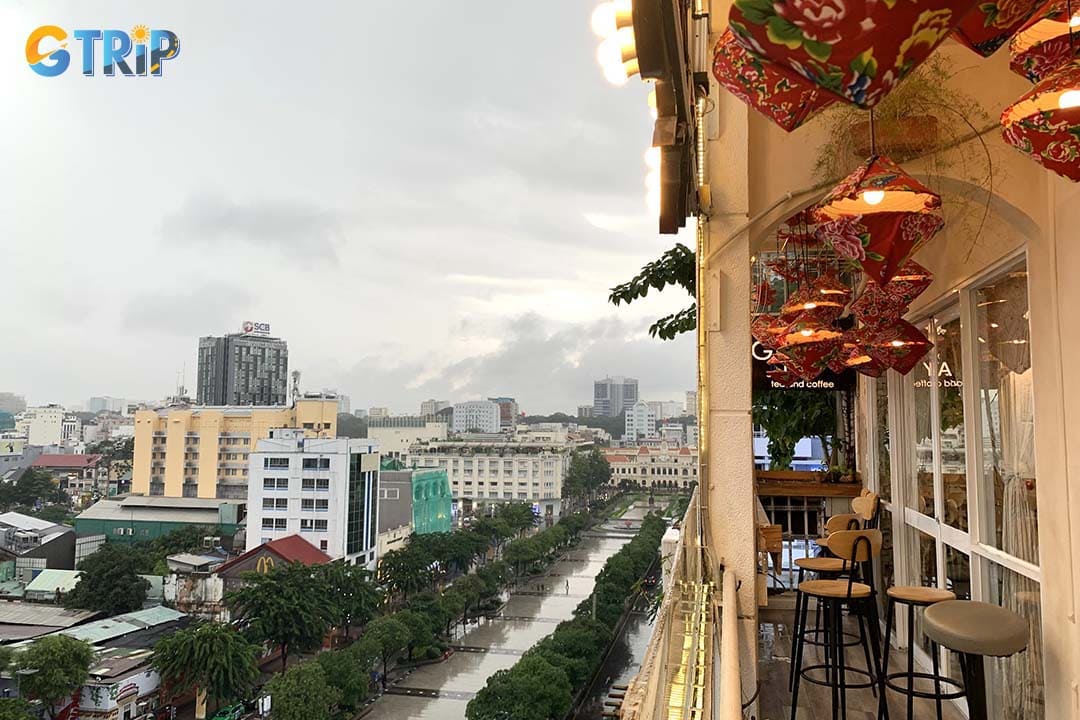 The ninth floor offers the best city view from the building