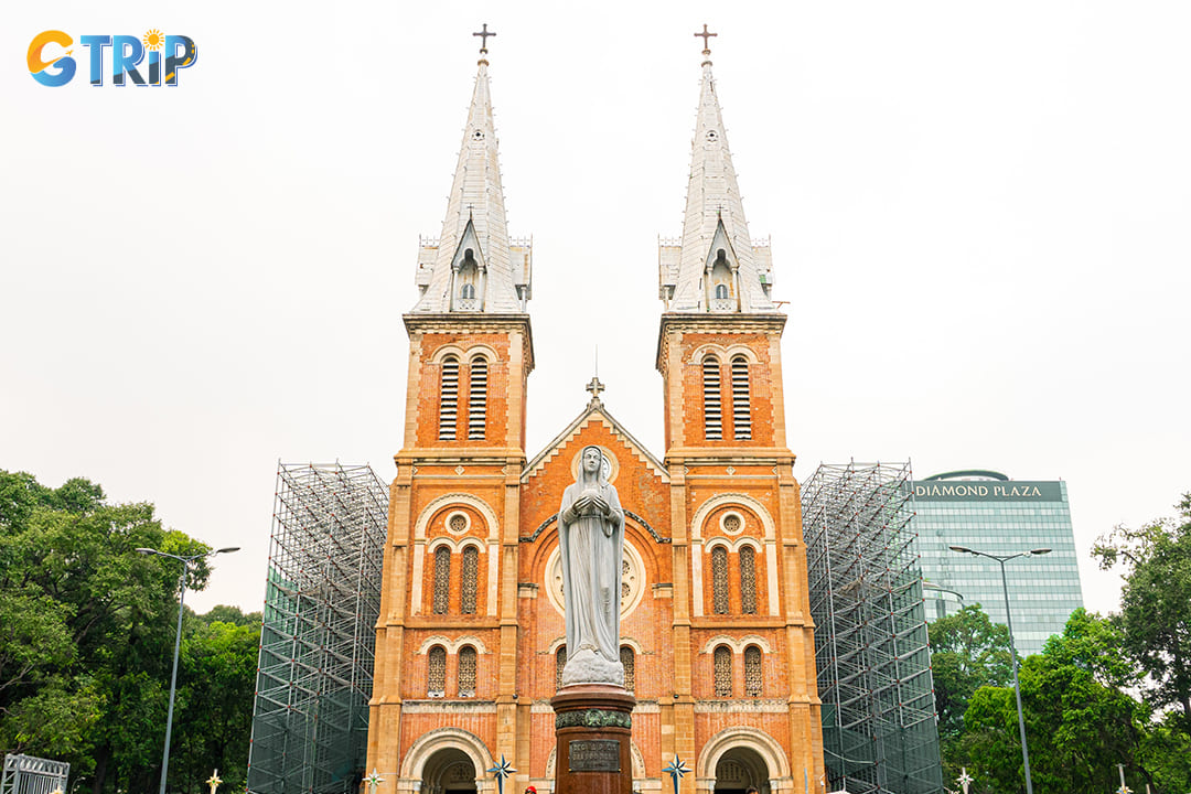 The Notre-Dame Cathedral Basilica of Saigon is a stunning example of French colonial architecture in Ho Chi Minh City