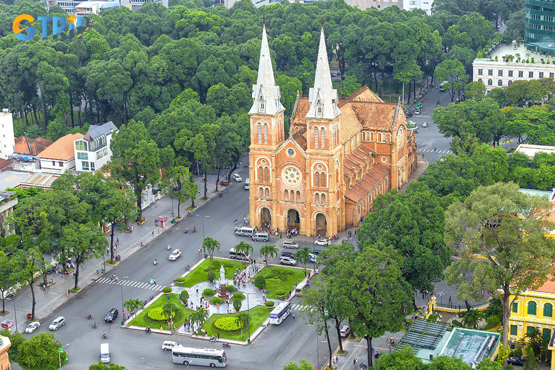 The Notre Dame Cathedral Basilica of Saigon is an iconic landmark in Ho Chi Minh City, reflecting the era of French colonialism in Vietnam
