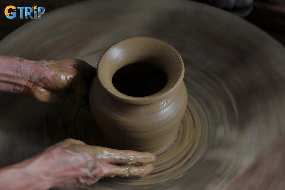 The process of making Thanh Ha pottery is a time-honored craft that combines skilled handwork with natural materials