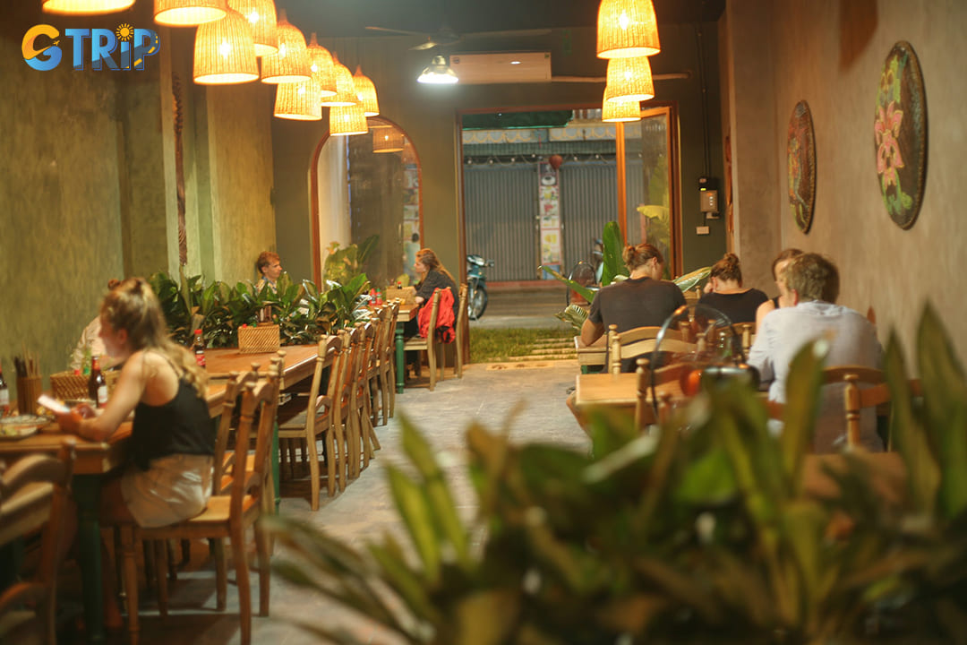 The vibe inside of the restaurant is warm and inviting