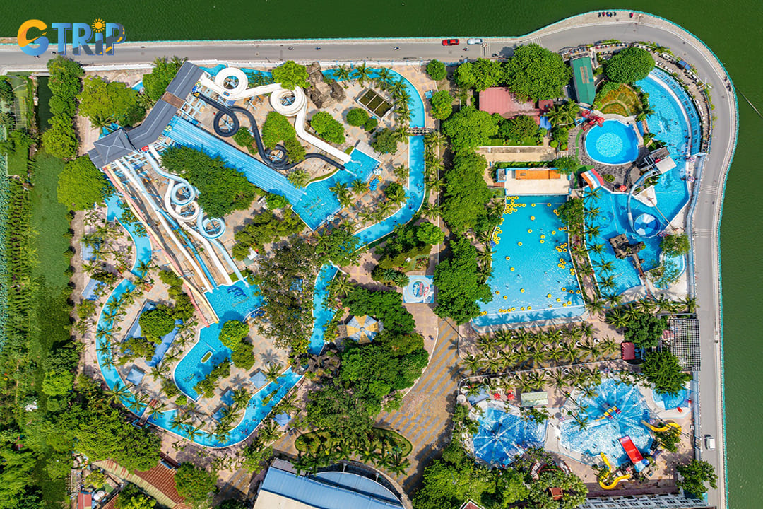The water park spans an impressive 6.4 hectares and features 14 distinct underwater playgrounds designed for visitors of all ages