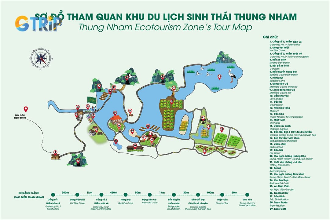 Thung Nham tourist map (image source taken from Thung Nham's official website)