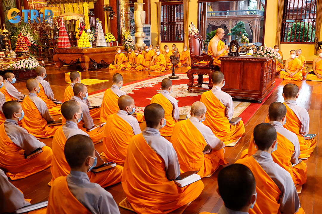 Tourists have a chance to observe monks in prayer and join in blessings