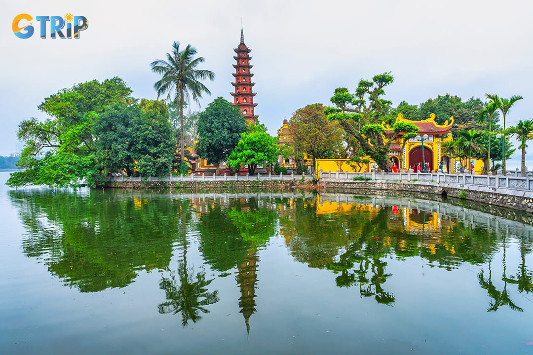 Tran Quoc Pagoda, Vietnam's oldest Buddhist temple, stands magnificently on a small peninsula extending into the eastern part of West Lake