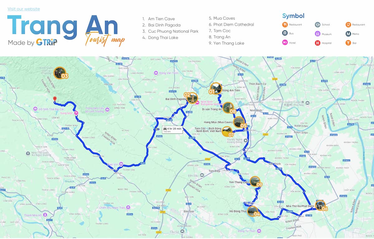 Trang An Complex tourist map