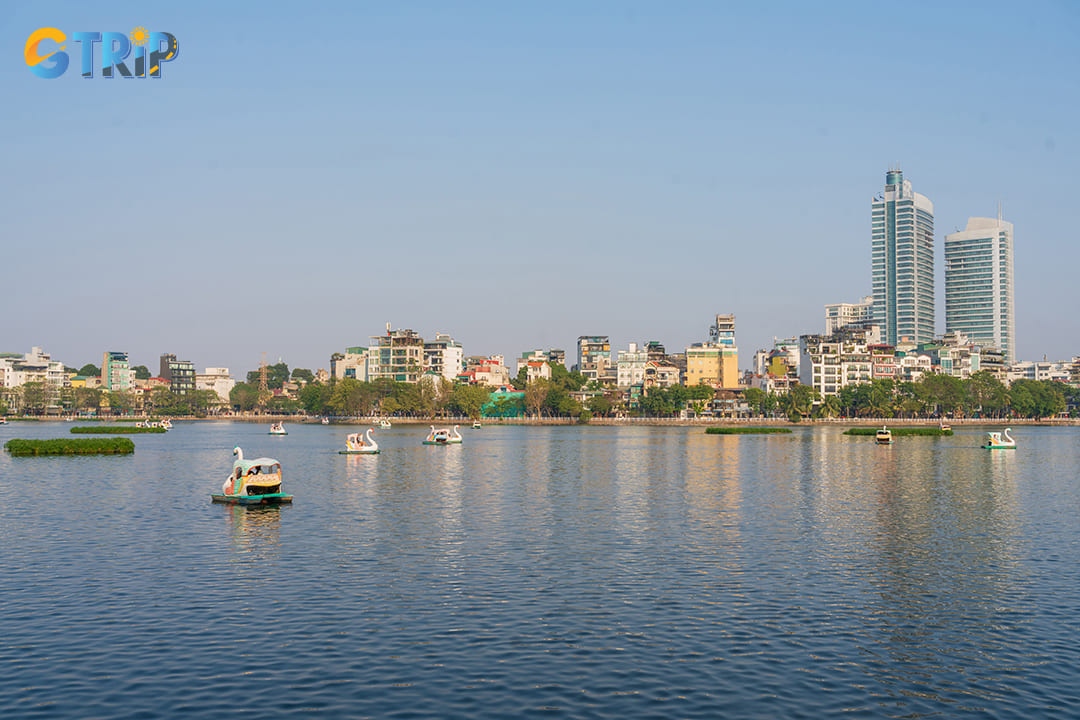 Truc Bach Lake shimmers as a peaceful oasis in the bustling city, spanning 22 hectares with a shoreline extending 1.8 kilometers