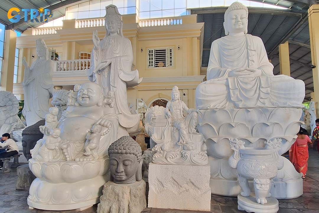 Unlike many tourist-oriented craft villages, Non Nuoc, at the base of the Marble Mountains, remains a living 300-year-old “land of stone”