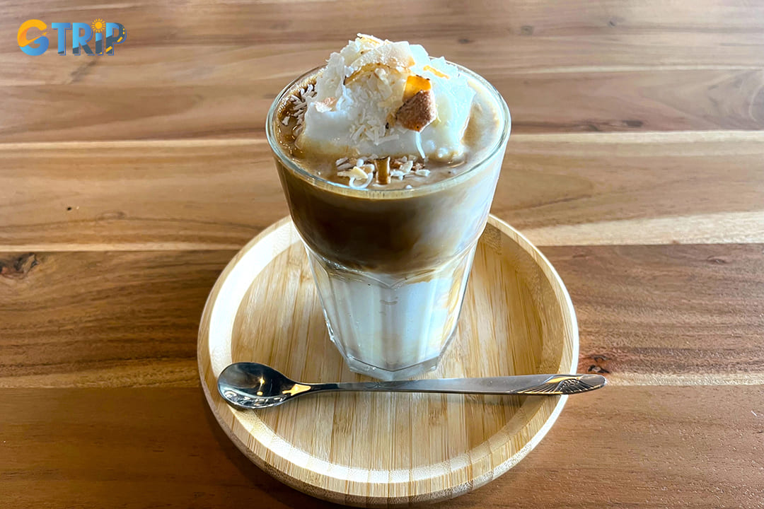 Vietnamese coconut coffee, known as ca phe cot dua, is a rich, indulgent beverage