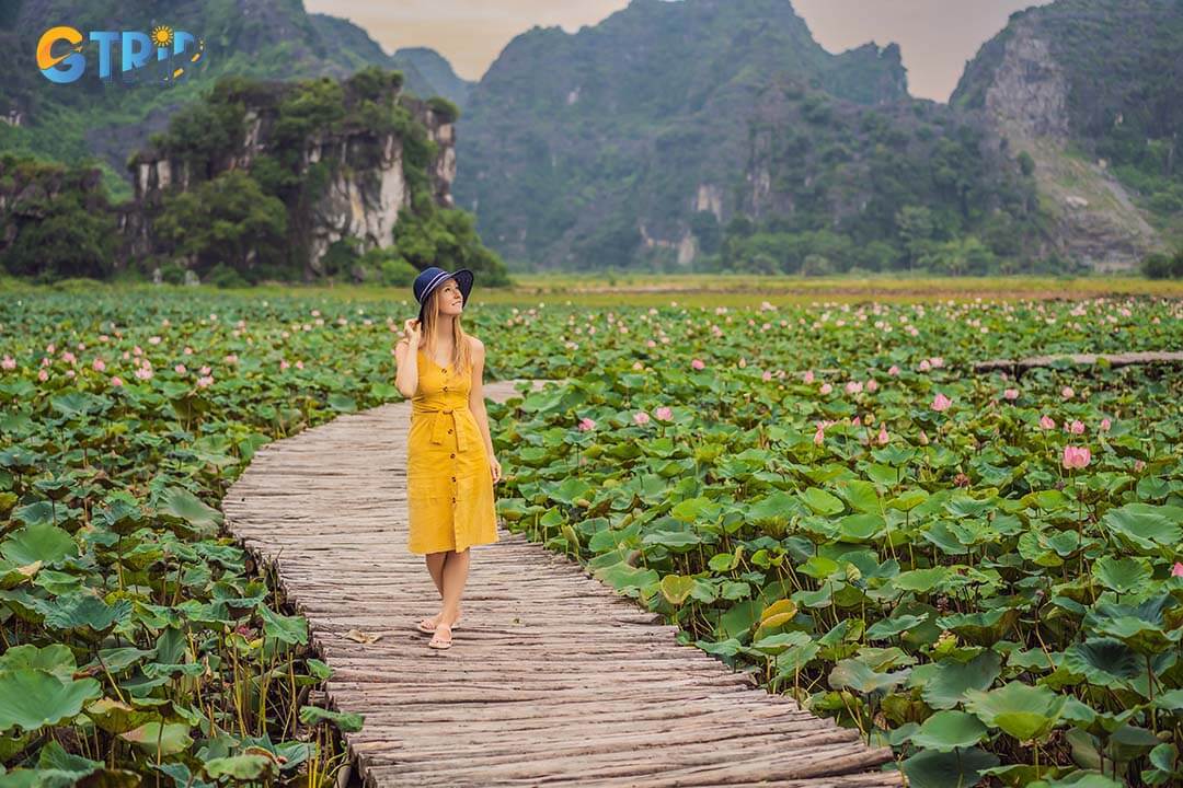 In Ninh Binh, wear easy-to-remove footwear for temples and sturdy shoes for outdoor activities to ensure comfort, safety, and respect for local customs