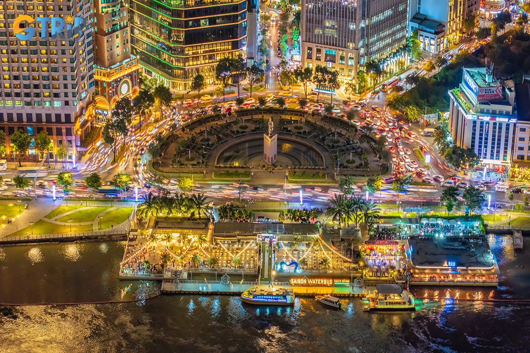 The panoramic view from above of Bach Dang Wharf