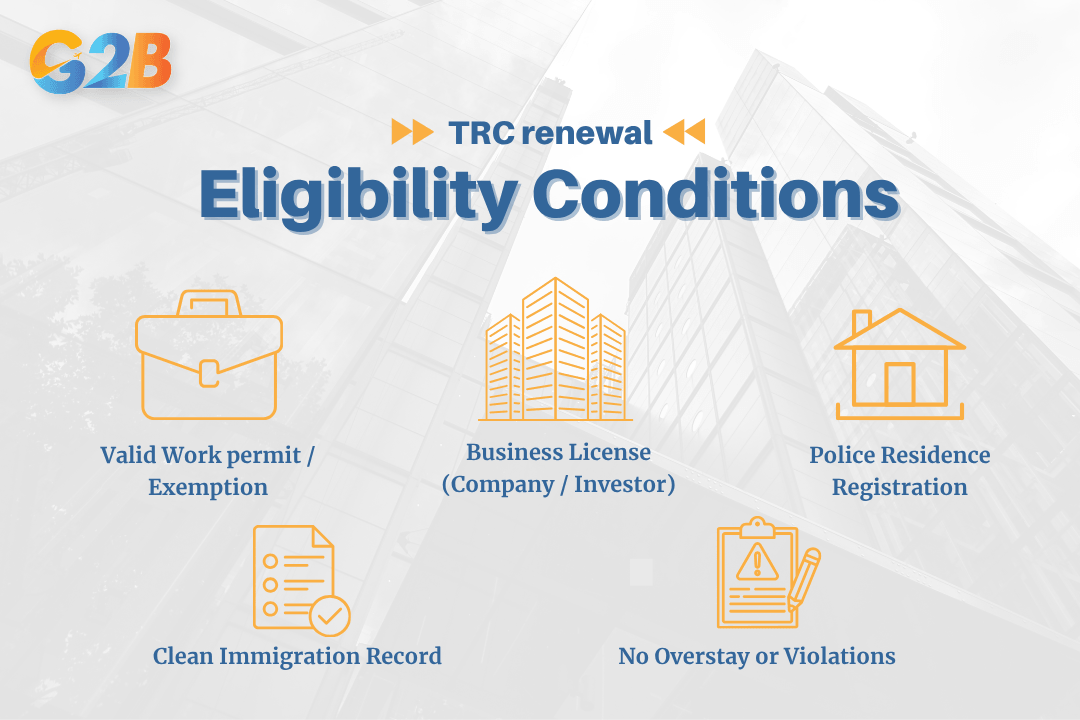 Applicants must meet legal and compliance conditions to renew TRC