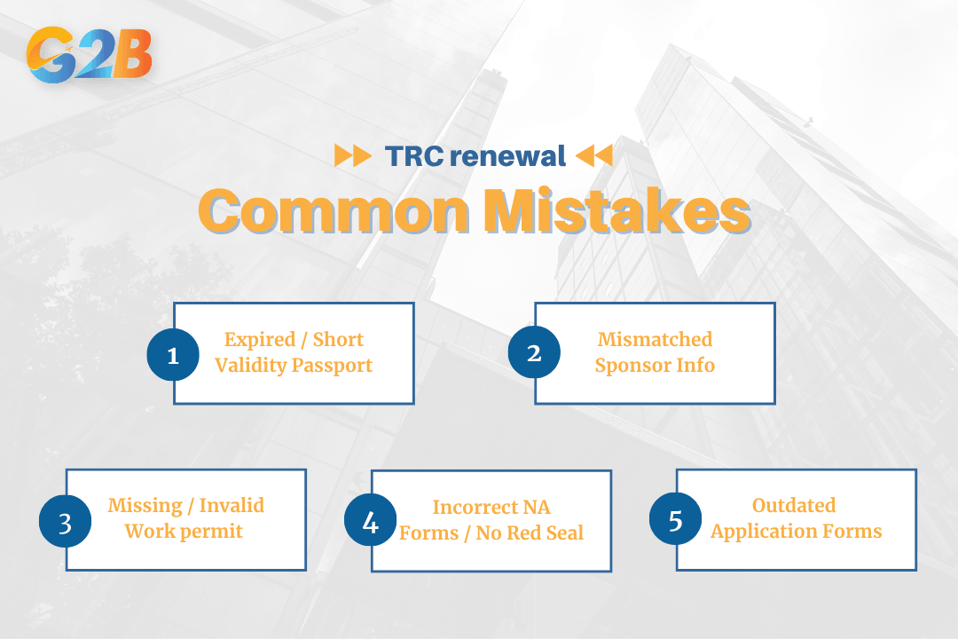 Common errors can delay the renewal process for a TRC