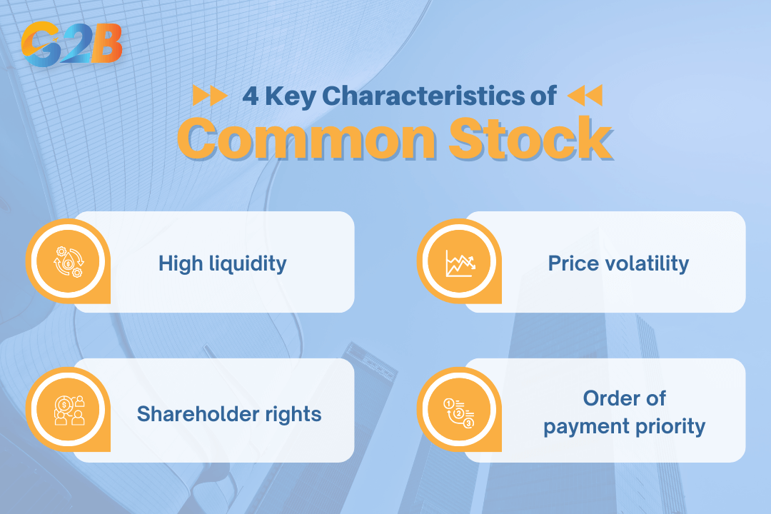 Common stock is defined by 4 features that distinguish it as an investment