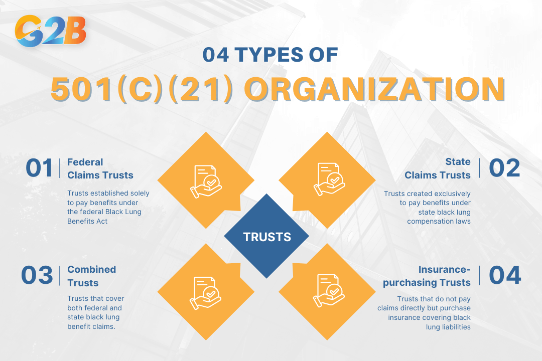 Each type of 501(c)(21) organizations plays a specific role in ensuring financial support for coal miners affected by black lung disease