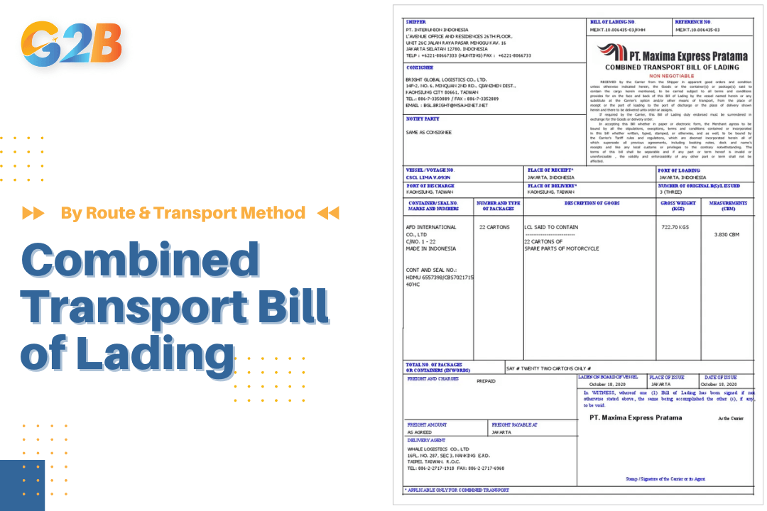 Example template of Combined Transport Bill of Lading