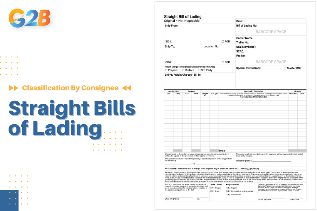 Example template of Straight Bills of Lading