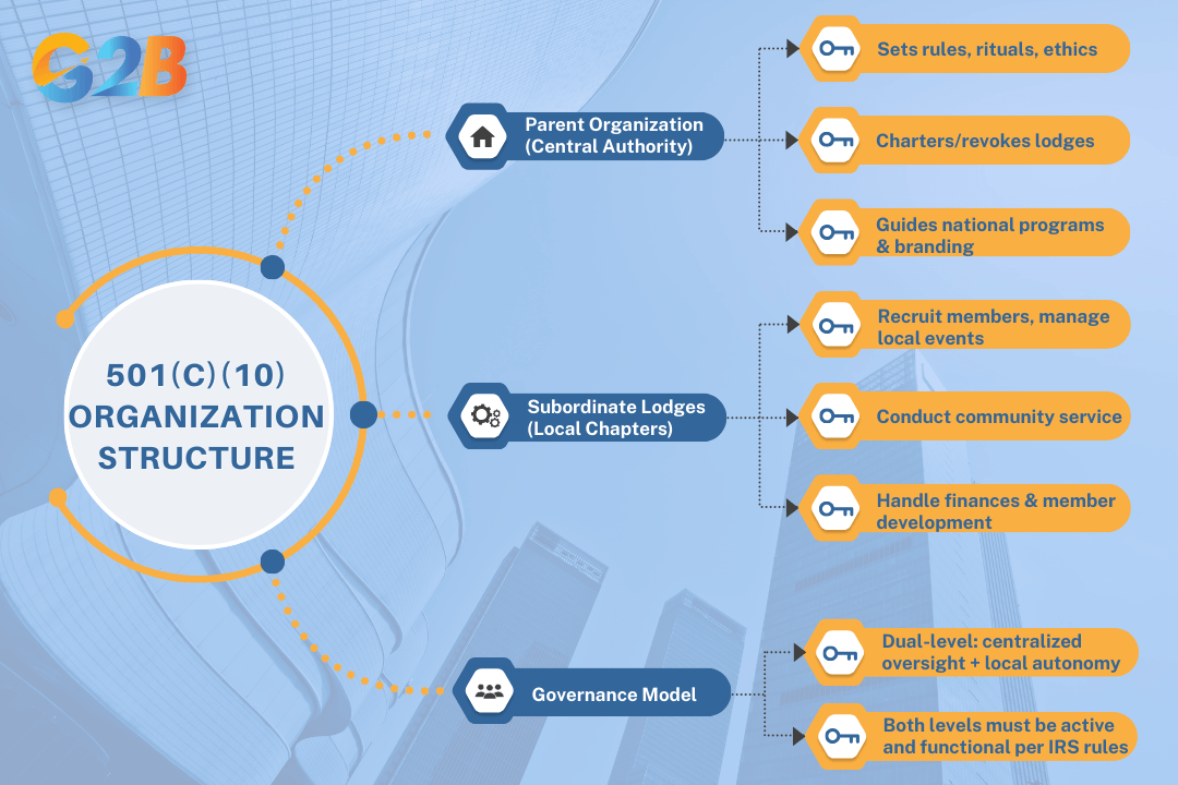 Structures of 501(c)(10) organizations includes many features