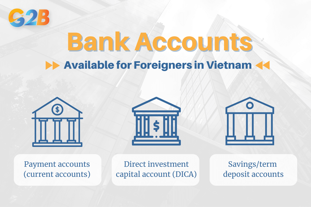 There are 3 types of bank accounts available for foreigners